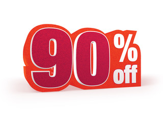 90 percent off red wool styled discount price sign