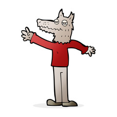 cartoon waving wolf