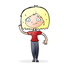 cartoon woman waving