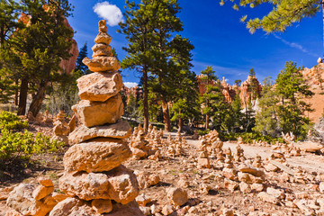 the queens garden, a collection of cairns in bryce canyon