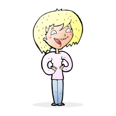 cartoon excited woman