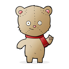 cartoon teddy bear waving