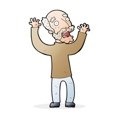 cartoon terrified old man