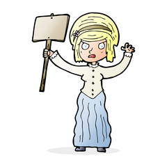 cartoon vicorian woman protesting
