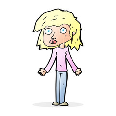 cartoon girl shrugging shoulders