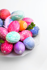 Easter eggs on a plate