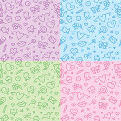 romantic seamless patterns