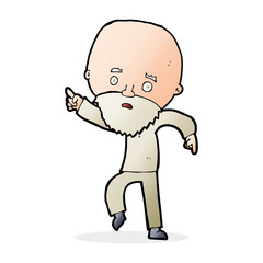 cartoon worried old man pointing