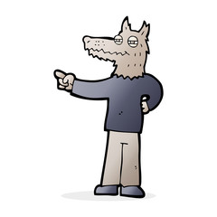 cartoon pointing wolf man
