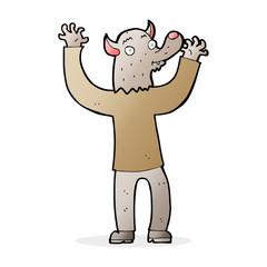 cartoon happy werewolf man