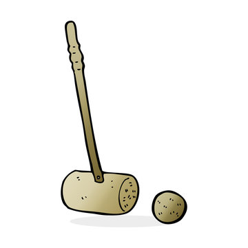 Cartoon Croquet Mallet And Ball