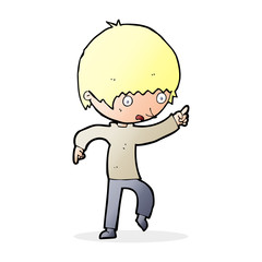 cartoon worried boy pointing