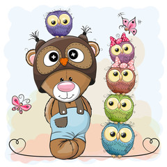 Obraz premium Bear and Owls