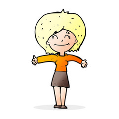 cartoon woman giving thumbs up sign