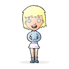 cartoon excited woman