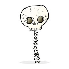cartoon spooky skull and spine