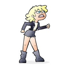 cartoon angry biker girl