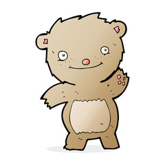 cartoon waving teddy bear
