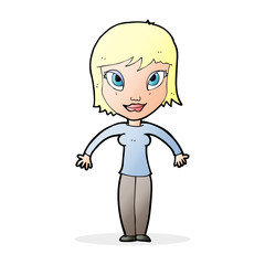 cartoon woman shrugging shoulders