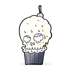 cartoon spooky skull cupcake