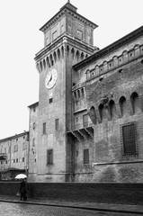 Ferrara, the Estense Castle detail. 