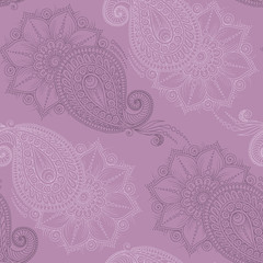 Henna Mehndi   Doodles Seamless Pattern- Paisley Flowers Illustr