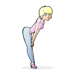 cartoon woman looking at something