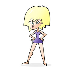 cartoon angry woman in dress