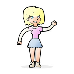 cartoon girl waving