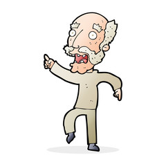 cartoon frightened old man