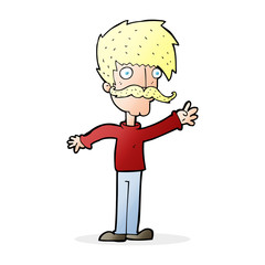 cartoon waving mustache man