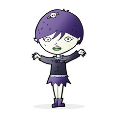 cartoon waving vampire girl