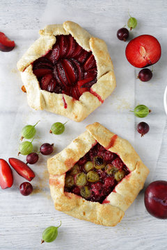 summer galettes with berry and fruits