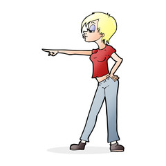 cartoon hip woman pointing