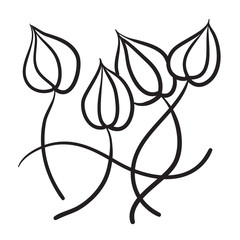 Hand drawn flowers vector icon symbol illustration.