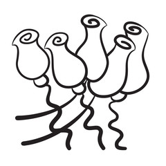 Hand drawn flowers vector icon symbol illustration.