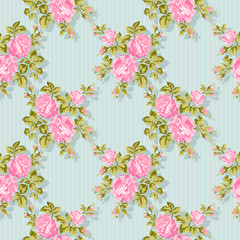 Floral pattern with pink roses. Vector Floral Background. Easy to edit. Perfect for invitations or announcements.