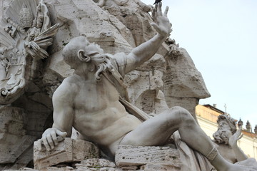 Statue: Detail am Vierströmebrunnen (Piazza Navona) in Rom