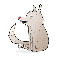 cartoon wolf sitting