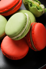 french sweet macaroons closeup
