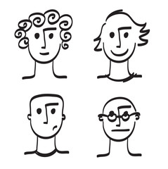 Hand drawn man face vector illustration icon.