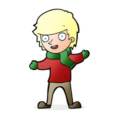 cartoon boy in winter clothes