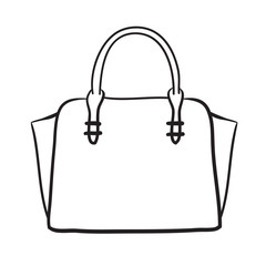 Woman handbag hand drawn vector fashion illustration .