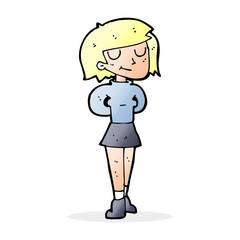 cartoon pleased woman