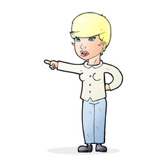 cartoon woman pointing finger of blame