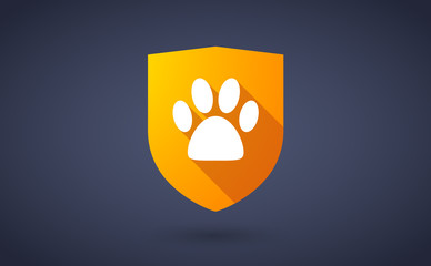 Long shadow shield icon with  an animal footprint