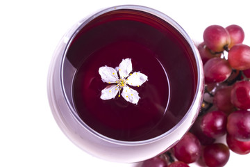 Obraz na płótnie Canvas White flowers of cherry in a glass of wine