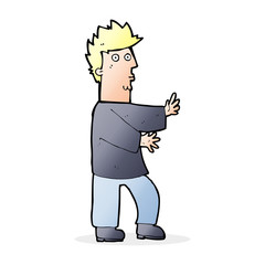 cartoon nervous man waving