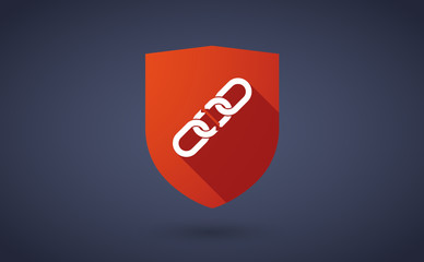 Long shadow shield icon with  a broken chain