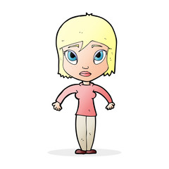 cartoon woman shrugging shoulders